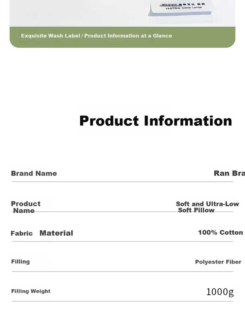 Ranpai Ultra-Low Pillow Core Ultra-Thin Pillow for Low Pillow Users Home Use Single Pack 48x74cm 17