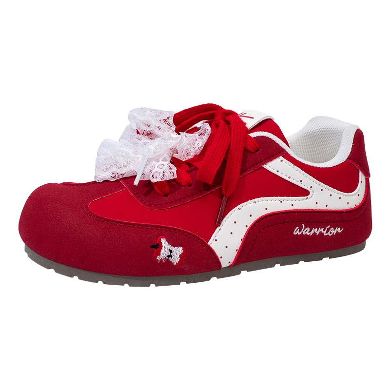 Warrior Women's Spring New Sweet Ballet Style Casual Soft Sole Sneakers 3099Y Red/Beige Size 36