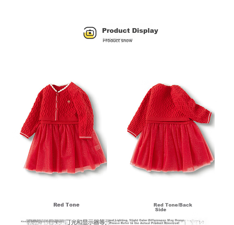 Balabala Baby Knitted Set First Birthday Dress Set New Year Outfit 200125104002 5