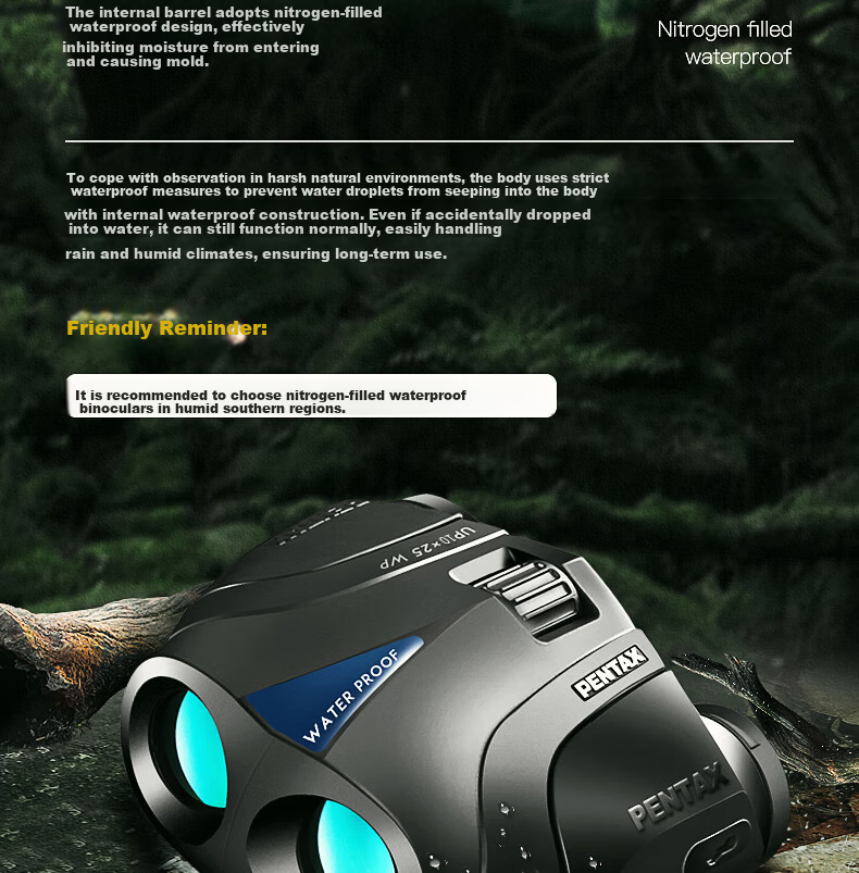 PENTAX Japanese Binoculars UP10x25, High Magnification, High Definition, Compact And Portable, Low-Light Night Vision Telescope 4