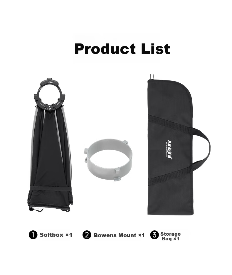 AMBITFUL Zhijie Octagonal Softbox FS80pro Bowens Mount Quick Install Handheld Portable Video Flash Hot Shoe Soft Light Diffuser 24
