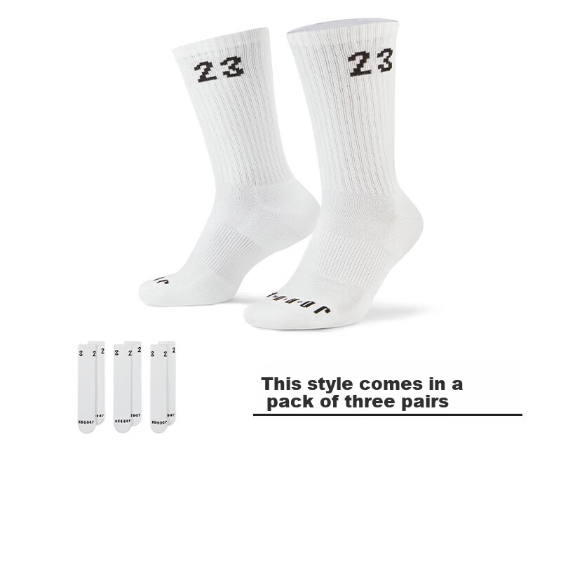Jordan Unisex Sports Socks Quick-Dry Breathable 3-Pack DA5718-100 White S