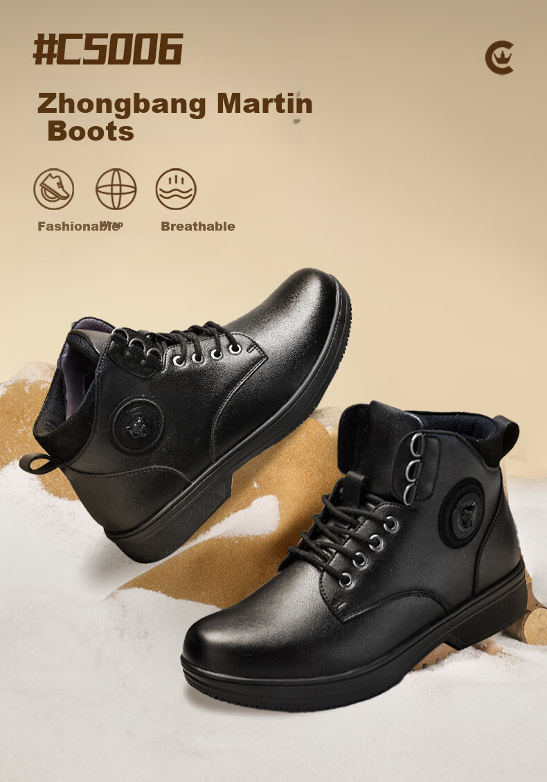 Chuwang Chef Shoes for Men, Non-Slip, Waterproof, Oil-Resistant, Black Mid-Top Kitchen Work Shoes, Stylish Martin Boots C5006, Black, Size 40 3