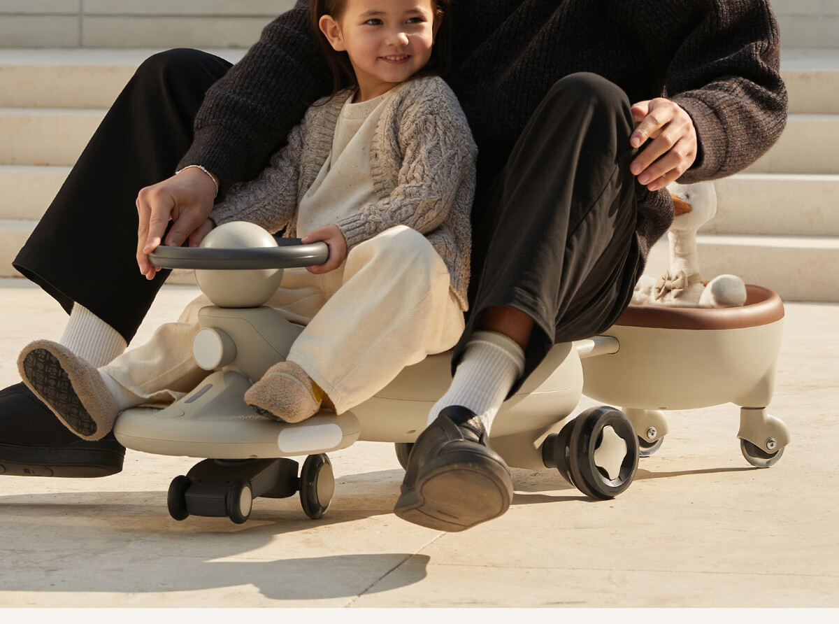 BEIESTATE Planet Twist Ride-On Luggage Car for Ages 1-6, Adult-Sittable Toddler Ride-On, High-Quality Baby Gift, Mica Gray 9