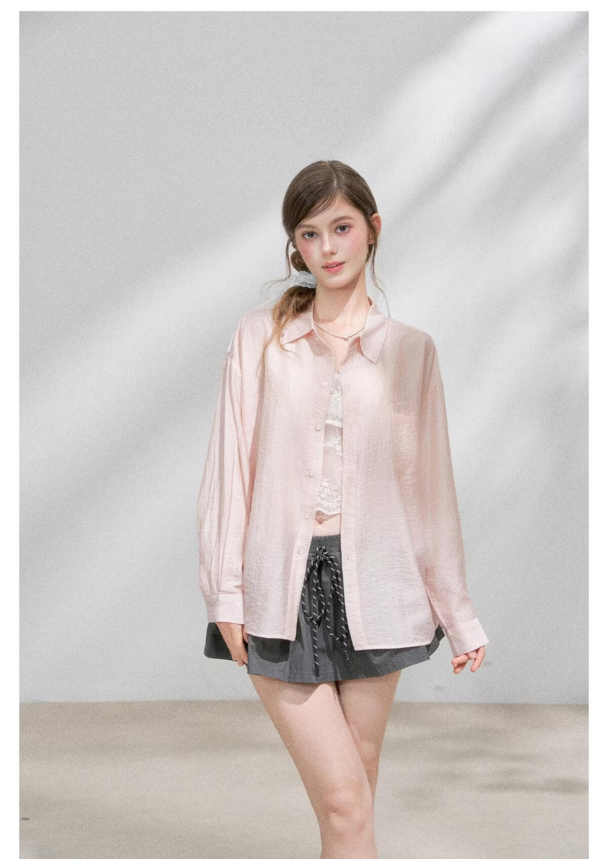 ICH MODE "Spring Light Leisure" Lyocell Sun Protection Long Sleeve Shirt Women Lazy Style Thin Jacket White M 14