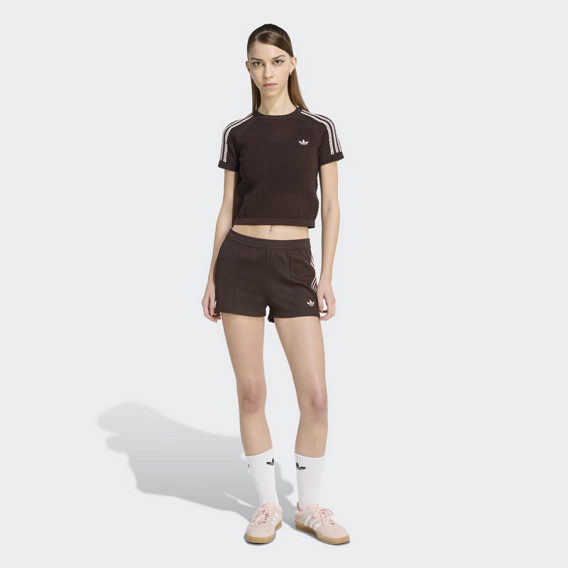 Adidas Originals Women's CROCHET TEE Short Sleeve T-Shirt KC6480 Aurora Coffee S 4