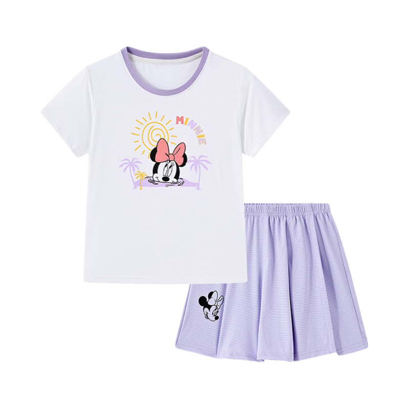 Disney Girls' Sports Set 2026 New Quick-Dry Short Sleeve Top and Shorts Summer Two-Piece Kids' Outfit
