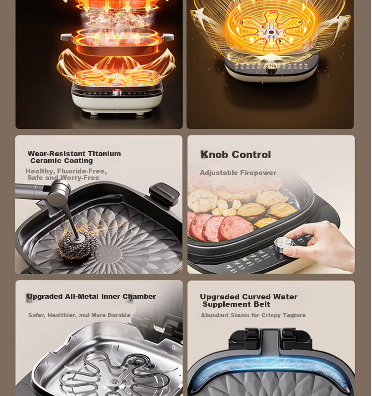 Joyoung Multifunctional Double-Sided Heating 0-Fluorine Titanium Ceramic Electric Griddle 2200W High Power Breakfast Maker with 3 Adjustable Settings JK30-GK320 3