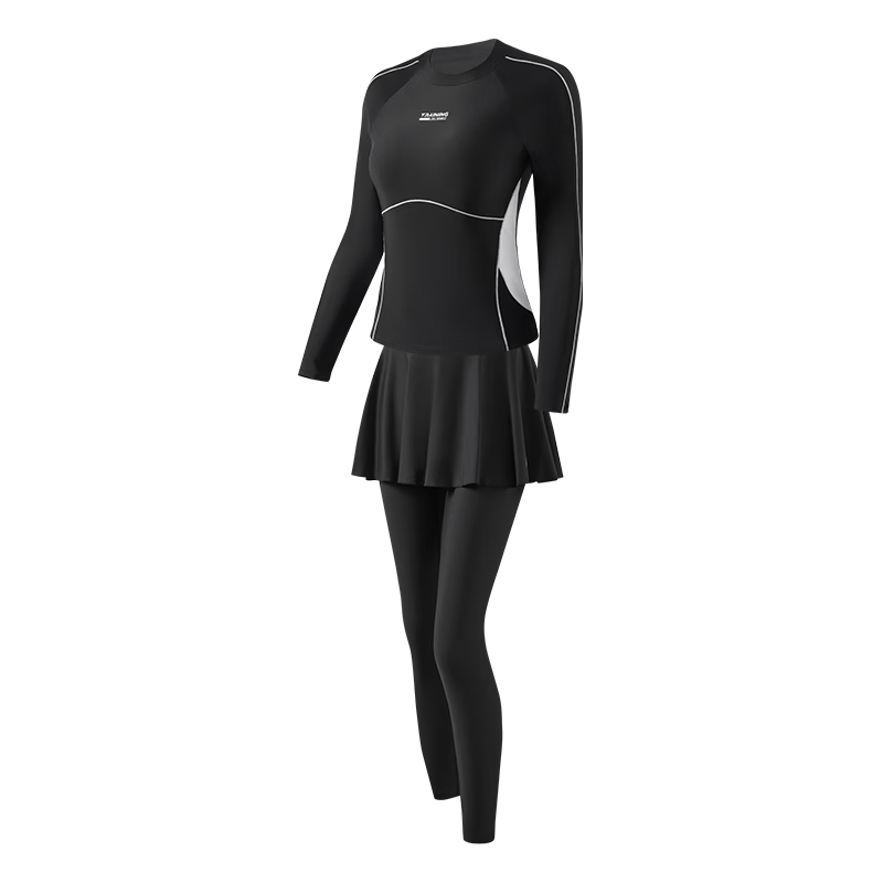 361° Women's Two-Piece Swimsuit, Long-Sleeve Top And Long Pants, Diving And Surfing Suit, Hot Spring Equipment, Sun Protection Skirt-Style Swimming Set