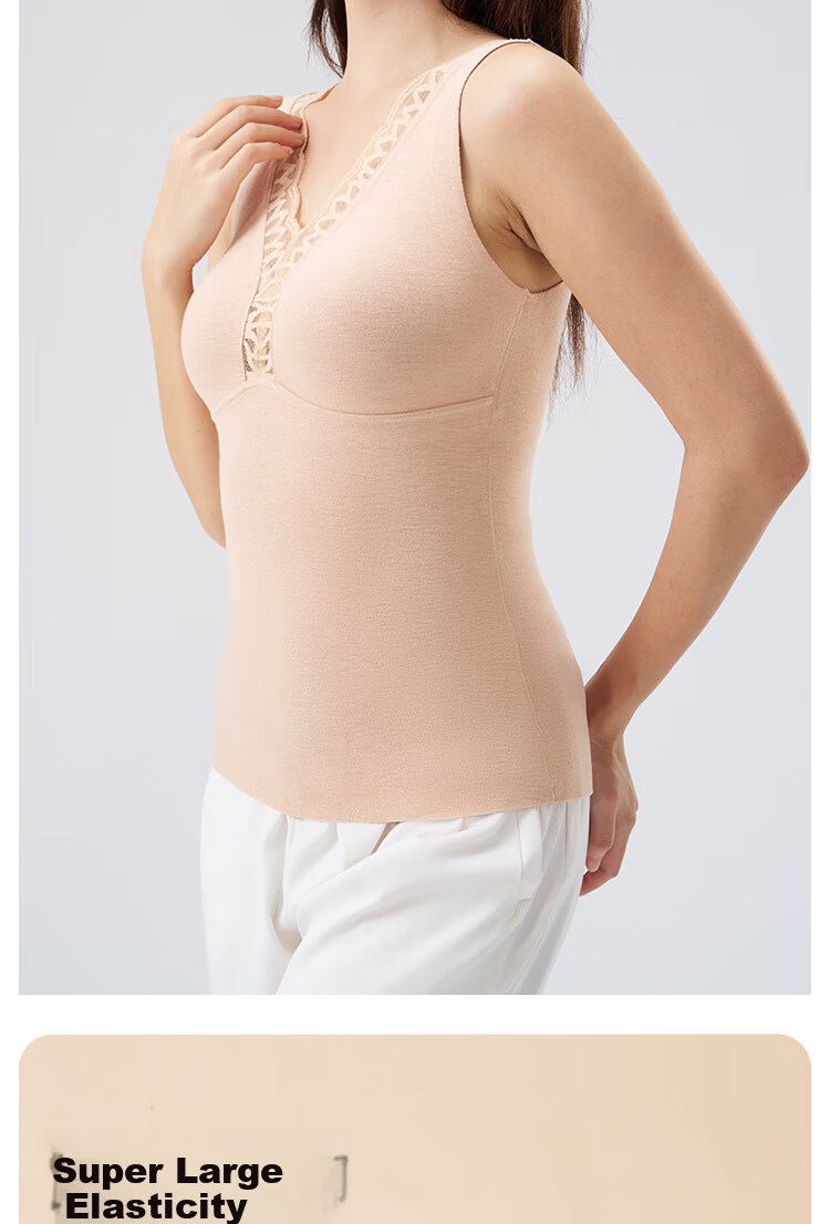 THREEGUN Women's Thermal Underwear Double-Sided Fleece Vest with Chest Pad Deer Velvet Base Layer 10