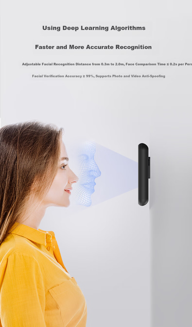 Qiyeweixin Facial Recognition + Fingerprint High-Capacity Time Clock Attendance Machine, Dynamic Face Scanning Check-In, Office Employee Work Monitoring, Real-Time Attendance Reporting, Multi-Store Management 4