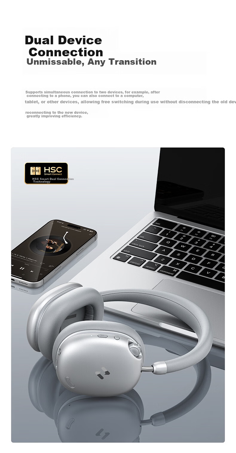 Havit Over-Ear Bluetooth Headphones ANC Active Noise Cancellation Deep Bass Wireless Headset Long Battery Life for Computer Online Classes Gaming Sports Compatible with Apple Huawei Xiaomi H668BT Black 25