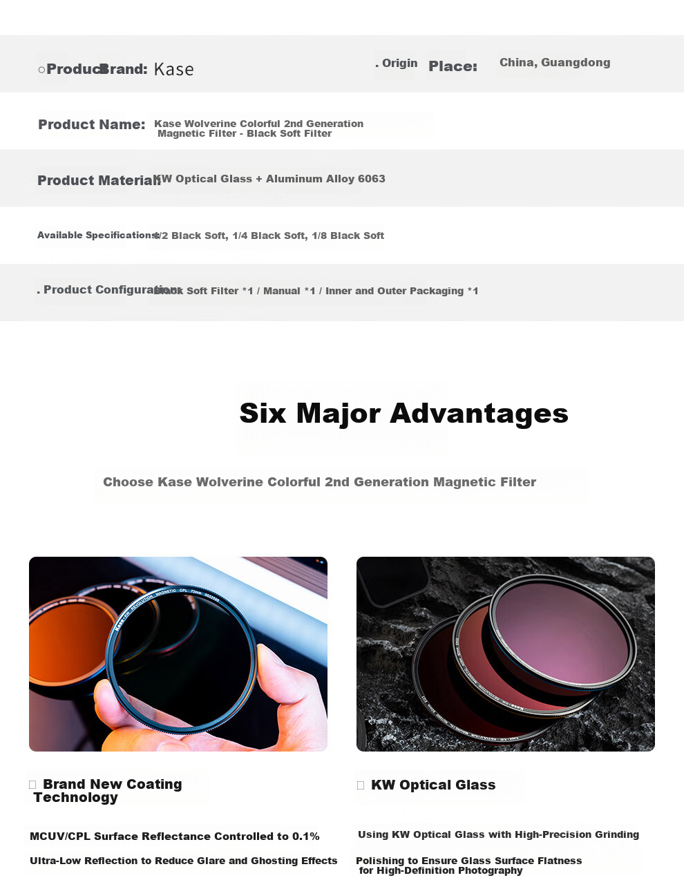 Kase Wolverine Colorful Magnetic Black Soft 1/4 Soft Light Filter 2nd Generation 72mm Soft Focus Lens Haze Lens Portrait Beautifying Protective Dream Lens 2