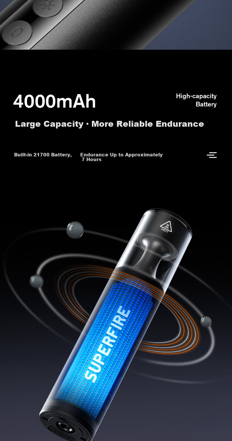 SupFire High-Power Flashlight Long Battery Life Camping Portable Emergency Strobe 365nm UV Light Multifunctional for Self-Driving and Outdoor Camping 11