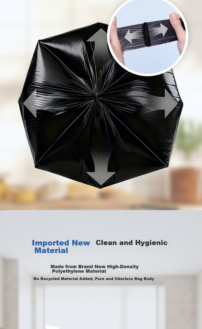 One's Member Black Steel Bag 80pcs Large Single-Layer 1.5 Mil Thickened Household Kitchen Vest Plastic Trash Bags 7