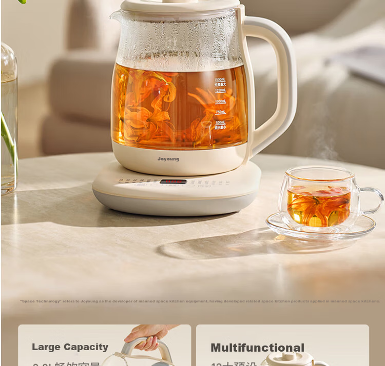 Joyoung 2L Multifunctional Temperature-Controlled Tea Maker Health Pot 316L Stainless Steel Office Electric Kettle 1200W High Power K20D-WY603 2