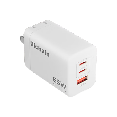 Hichain And Chang 65W GaN Charger, Type-C Multi-Port Fast Charging Head, Compatible with PD45W Charging Head, Suitable for Apple 18, Huawei, Xiaomi Phones, Tablets, Mac Laptops