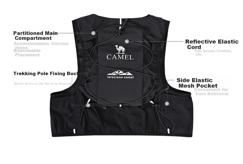 CAMEL Off-Road Sports Backpack Double Shoulder Marathon Vest Outdoor Hiking Mountaineering Hydration Pack 575B673037 Fiery Orange 14
