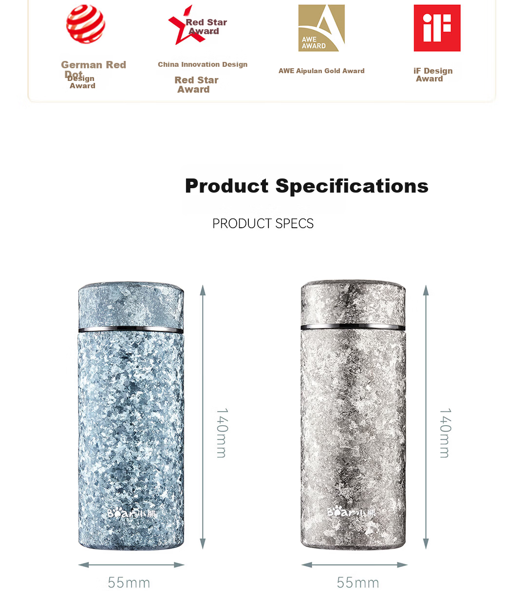 Bear Pure Titanium Insulated Lightweight Portable Water Bottle Starry Sparkle Tea Cup Small Capacity Premium Business Titanium Travel Mug Gift for Women's Day 16