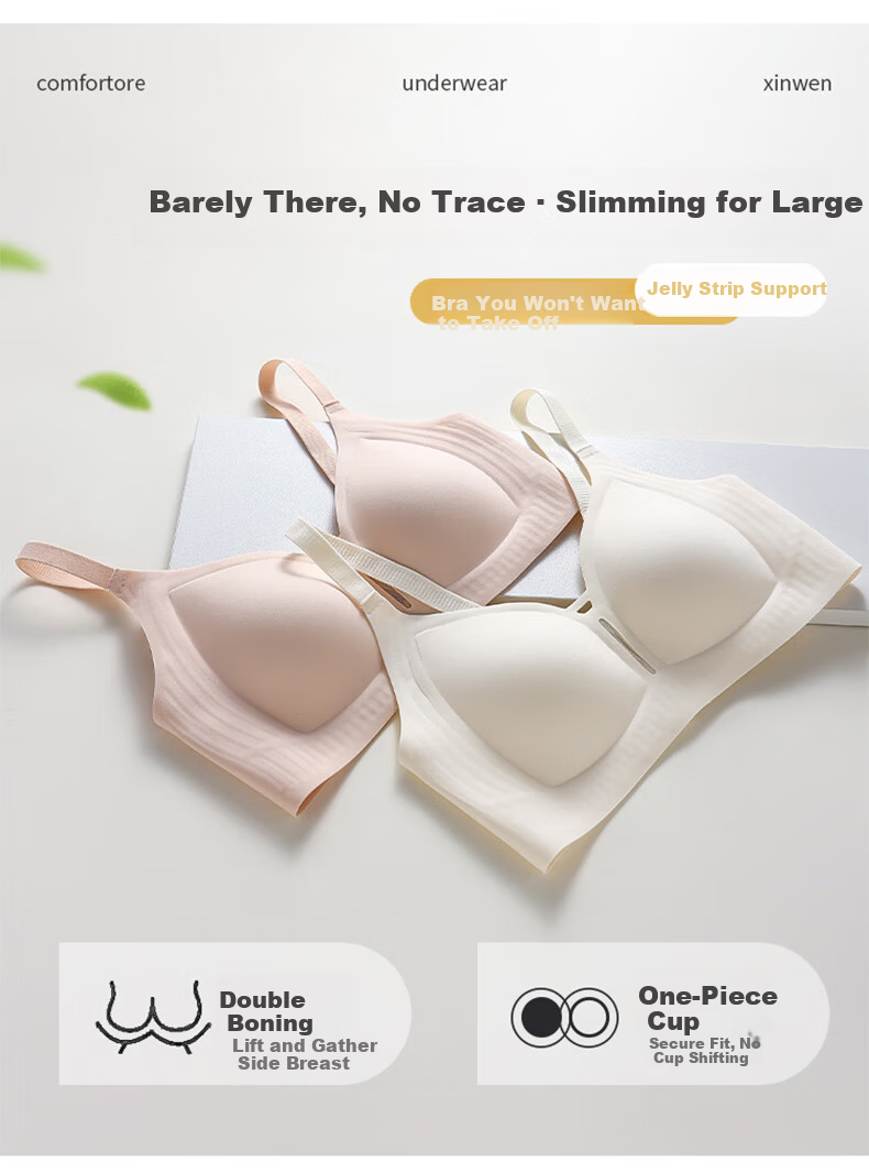 LangSha Seamless Summer Thin Bra for Women Large Chest Minimizing Soft Support Anti-Sagging Side Breast Gathering Slimming Bra 9