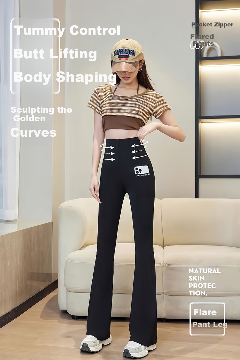 GRACEWELL Women's High-Waist Bootcut Yoga Pants Shaping Black Slim Fit Sharkskin Suit Trousers 8