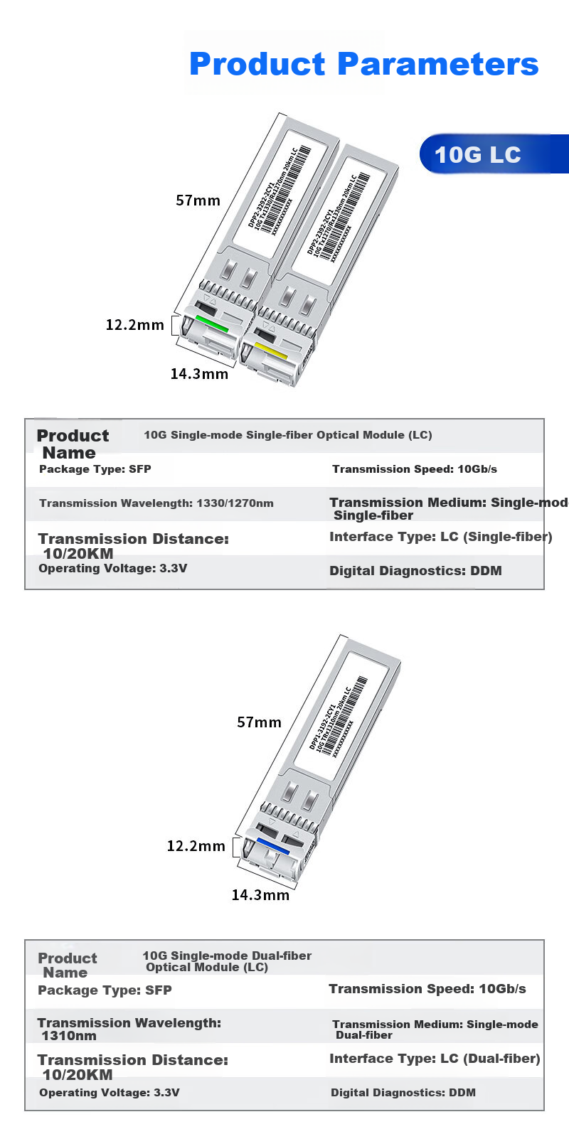 Xiliweishi SC Gigabit Single-Mode Single-Fiber Optical Module SFP10KM SC 1550 1310 Single-Fiber Bidirectional 1.25G Interface 10 Kilometers One Pair SR-SMG201SS 8
