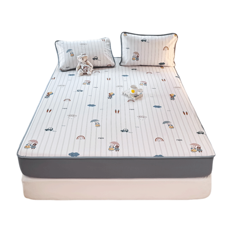 Hongdou Class A Ice Bean Cooling Mat Fitted Sheet Three-Piece Set Summer Cooling Soft Mat Dorm Single Ice Silk Mat 180*200cm Rabbit