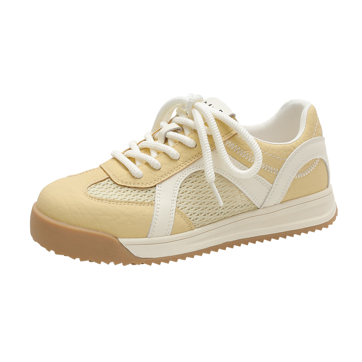 Zhuoshini Women's Thick Sole Derby Shoes Casual Breathable Mesh Sneakers Yellow Size 39