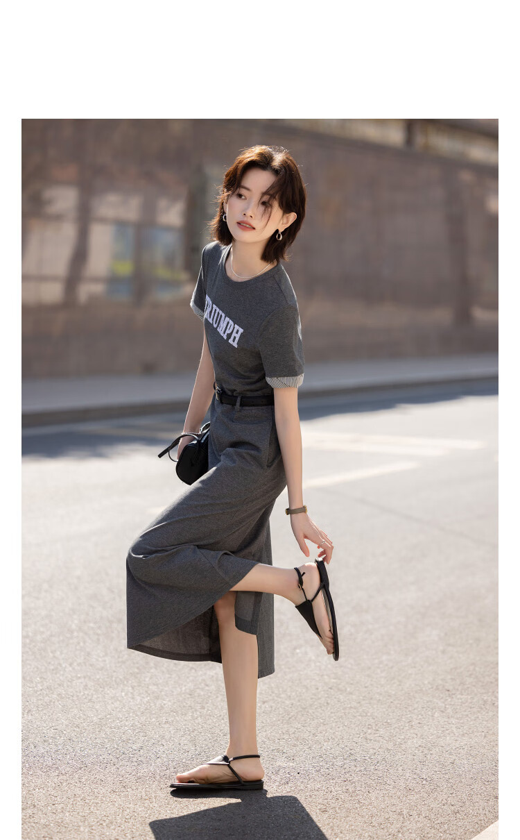 Demana [Cloud Oxygen Cotton Series] Summer Fashion Letter Embroidered PU Belt Waist Slim Fit Dress for Women Premium Feel 11