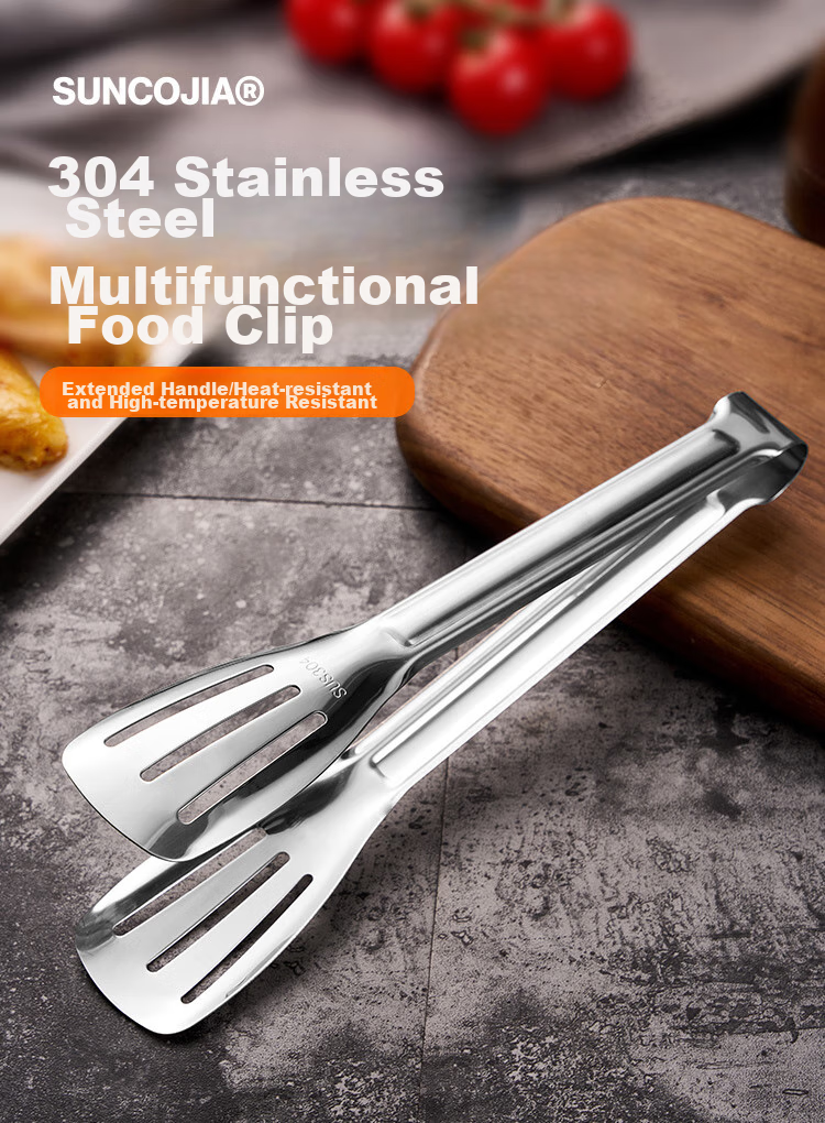 Suncojia 304 Stainless Steel Steak Tongs, Multifunctional Food Tongs, Barbecue Tongs, Kitchen Bread Food Tongs, Baking Tools 1