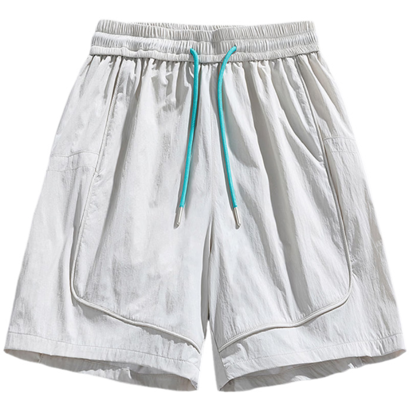 Wassup Sohot Minimalist Workwear Shorts Men's Summer Japanese Outdoor Beach Solid Color Five-Point Casual Pants Light Gray XL