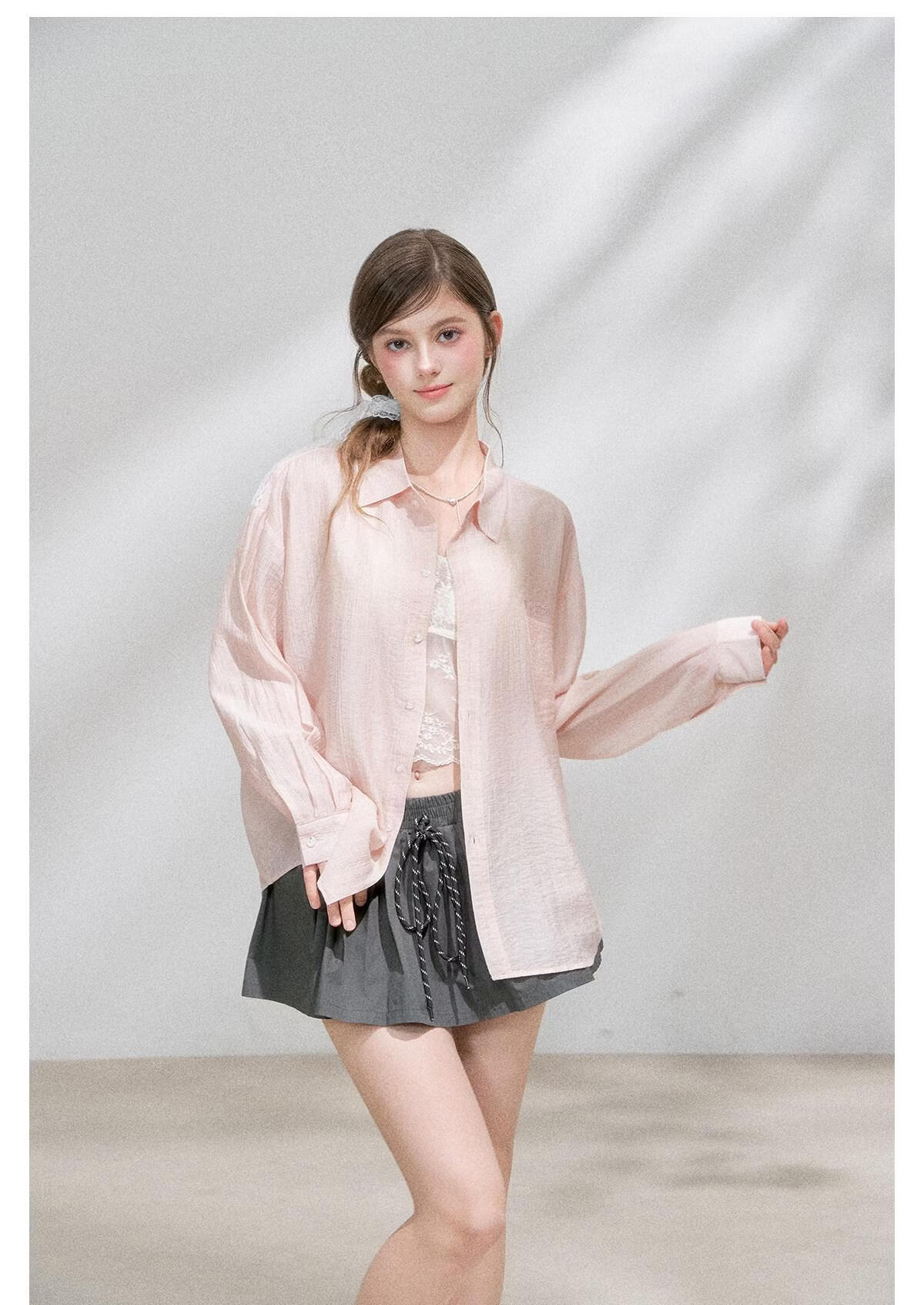 ICH MODE "Spring Light Leisure" Lyocell Sun Protection Long Sleeve Shirt Women Lazy Style Thin Jacket White M 15