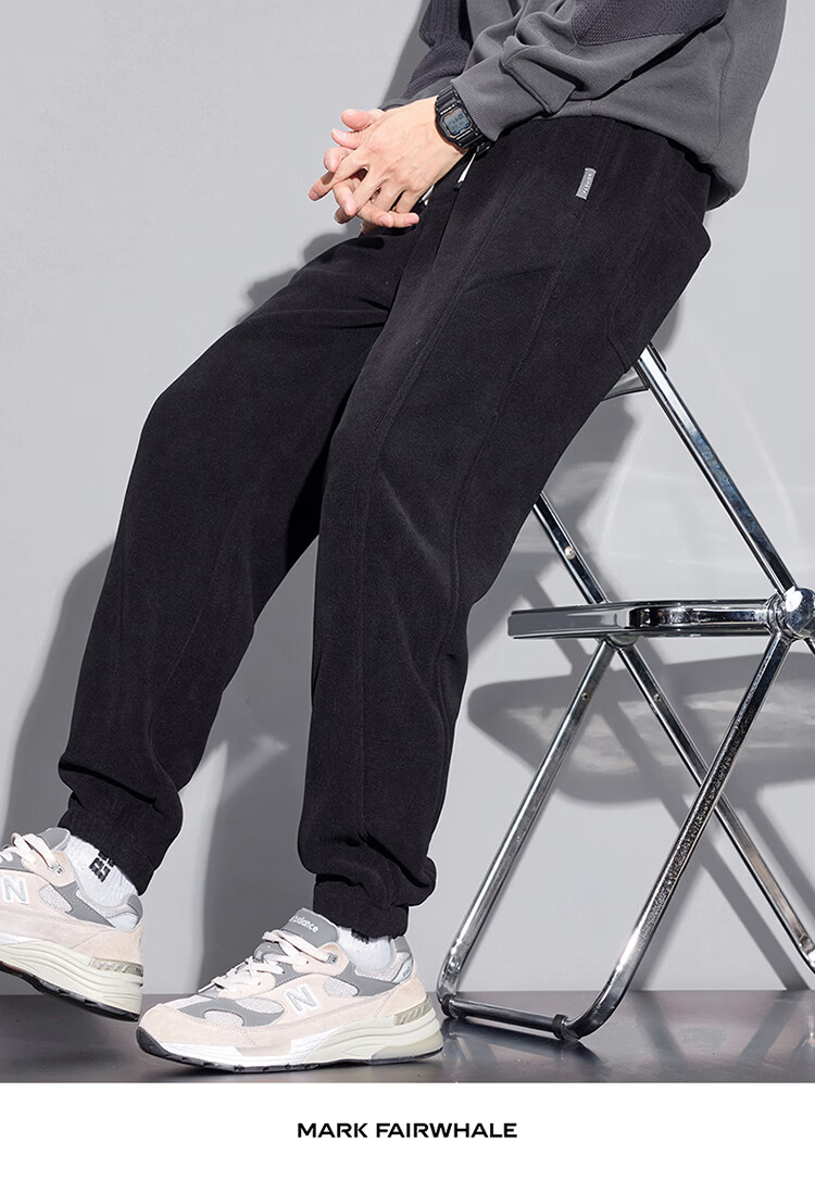 MARK FAIRWHALE Men's Casual Pants Spring Autumn Thick Warm Jogger Sweatpants Khaki M 12