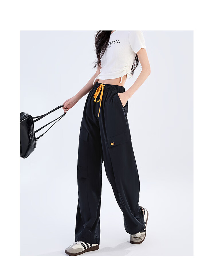 Women's Free Style Cargo Pants Summer Thin 2026 New High Waist Slimming Curved Knife Casual Hiking Loose Wide Leg Paratrooper Pants 26