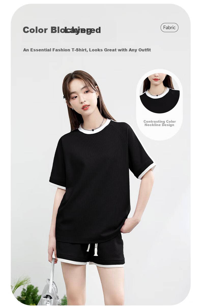 MJ STYLE Women's Short Sleeve and Shorts Set 2026 Summer New Trendy Sports Casual Homewear T-Shirt and Pants Set 8