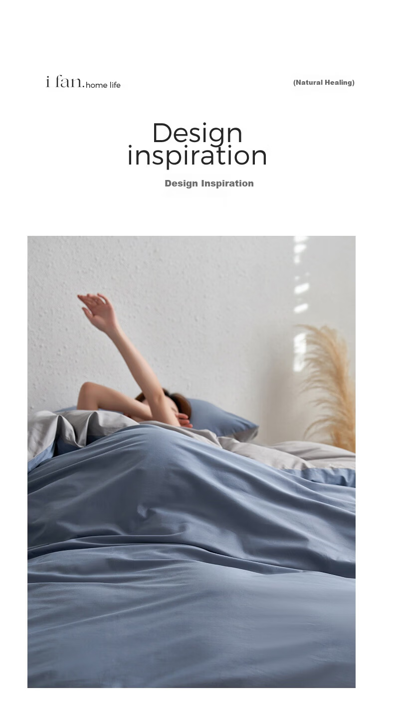 MUJI 100% Cotton Four-Piece Bedding Set, Pure Cotton Fitted Sheet for 1.5m Bed, Duvet Cover 200x230cm 2