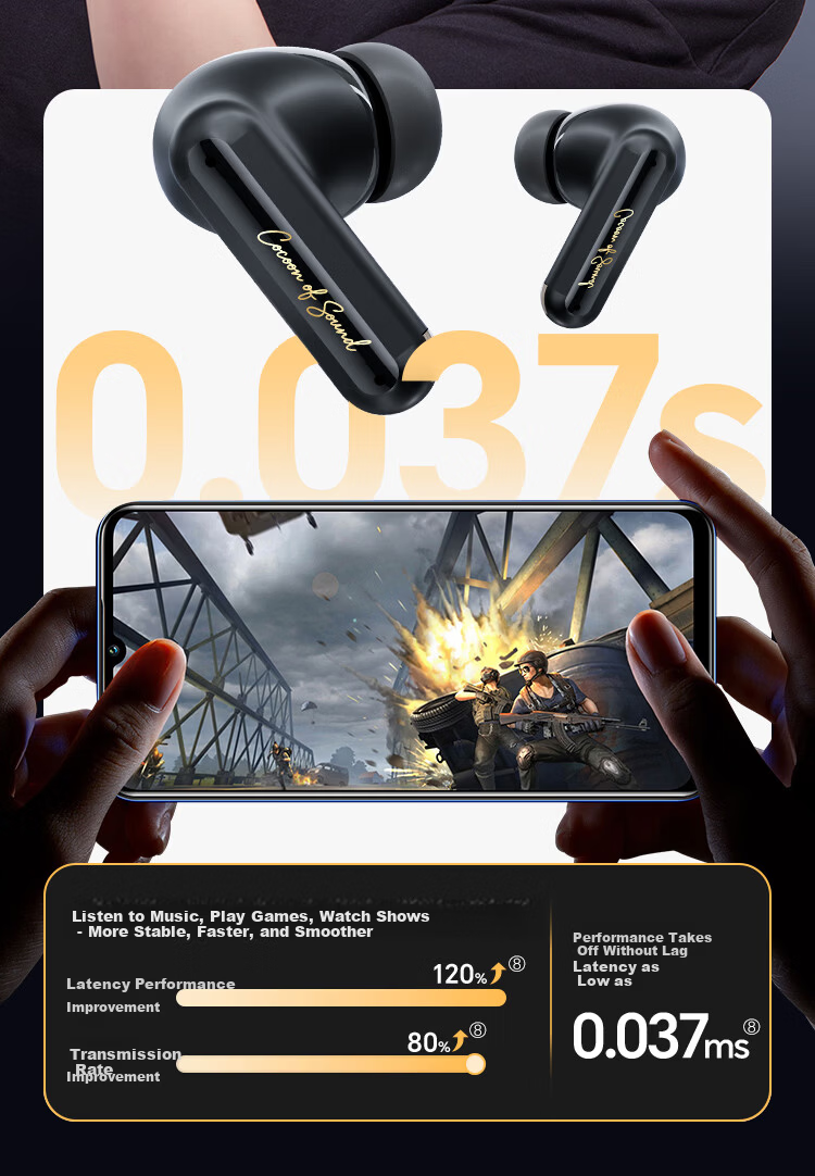 IGene 4-Mic Noise Cancelling All-in-One 6.0 Bluetooth In-Ear Active Noise Cancelling Wireless Music Gaming Earphones Long Battery Life Compatible with Huawei Apple Xiaomi Oppo OnePlus Vivo 13