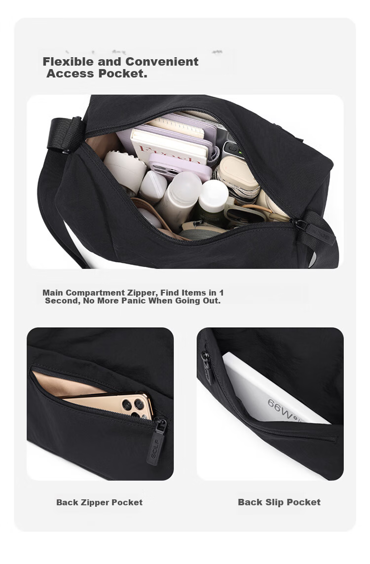 GOLF Men's Casual Single Shoulder Bag Lightweight Water-Resistant Crossbody Bag for Men and Women, Phone and iPad Holder, Cycling and Fitness Bag 5