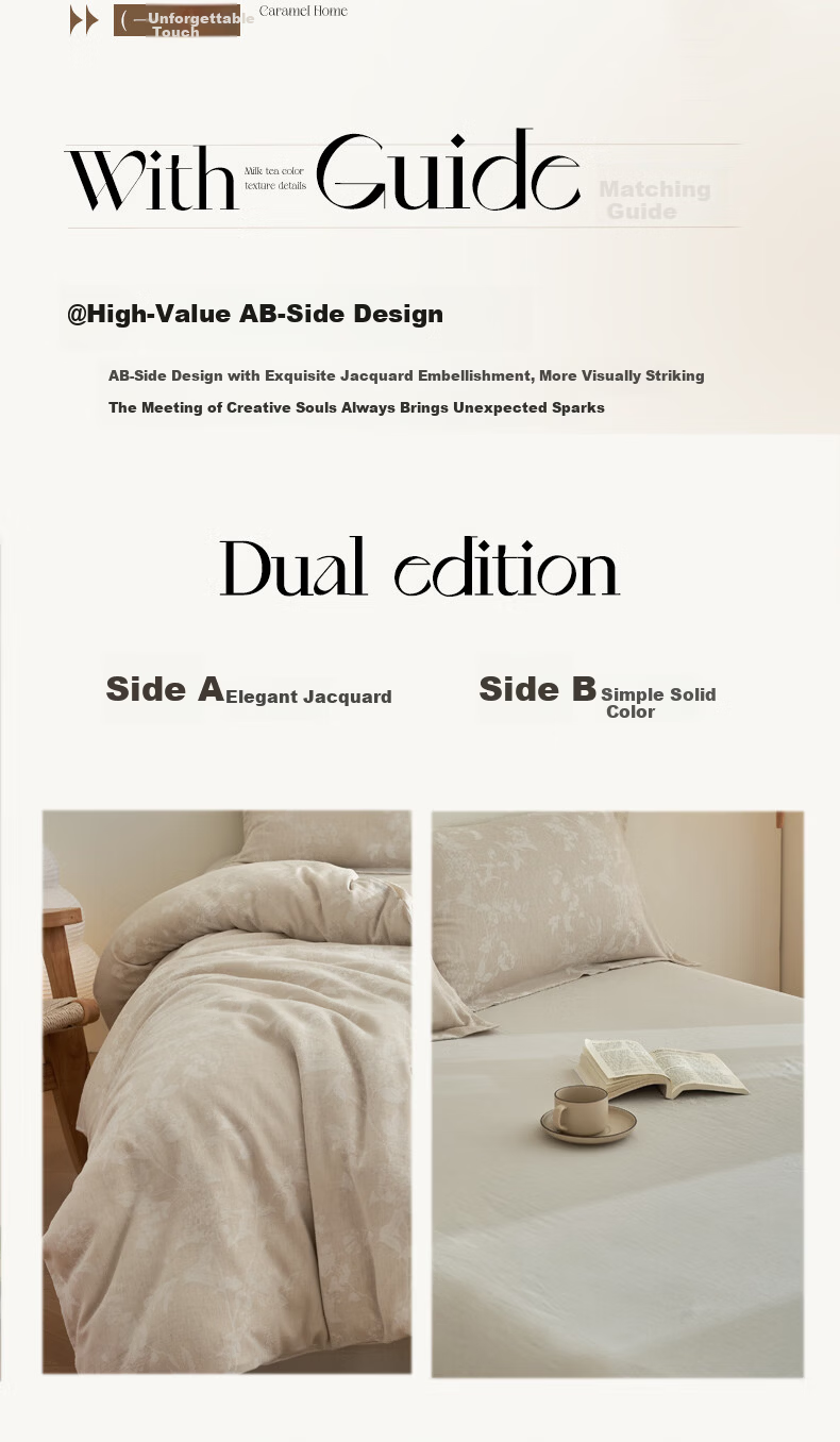 Jiting Tencel Cotton Linen Luxury Jacquard 4-Piece Bedding Set - Elegant Gray, 1.5/1.8m Bed Sheet Style 10