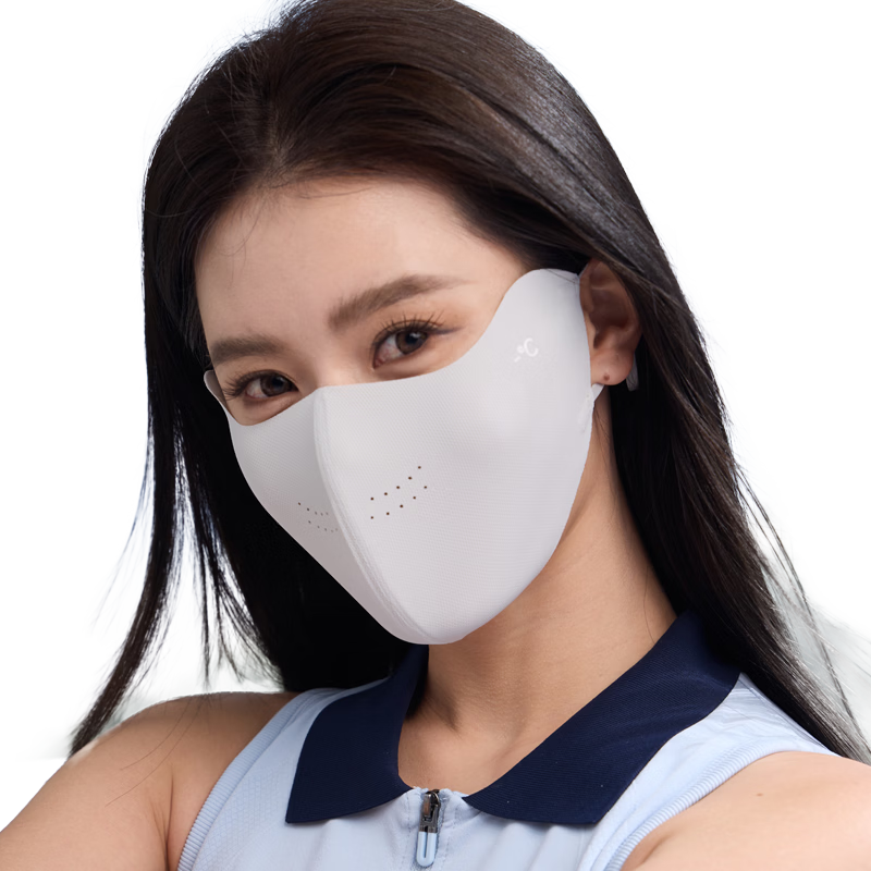 40,000 KM Sunscreen Mask for Women UV Protection Cooling Quick-Dry Fabric Anti-Drop Ear Loop Design Light Gray