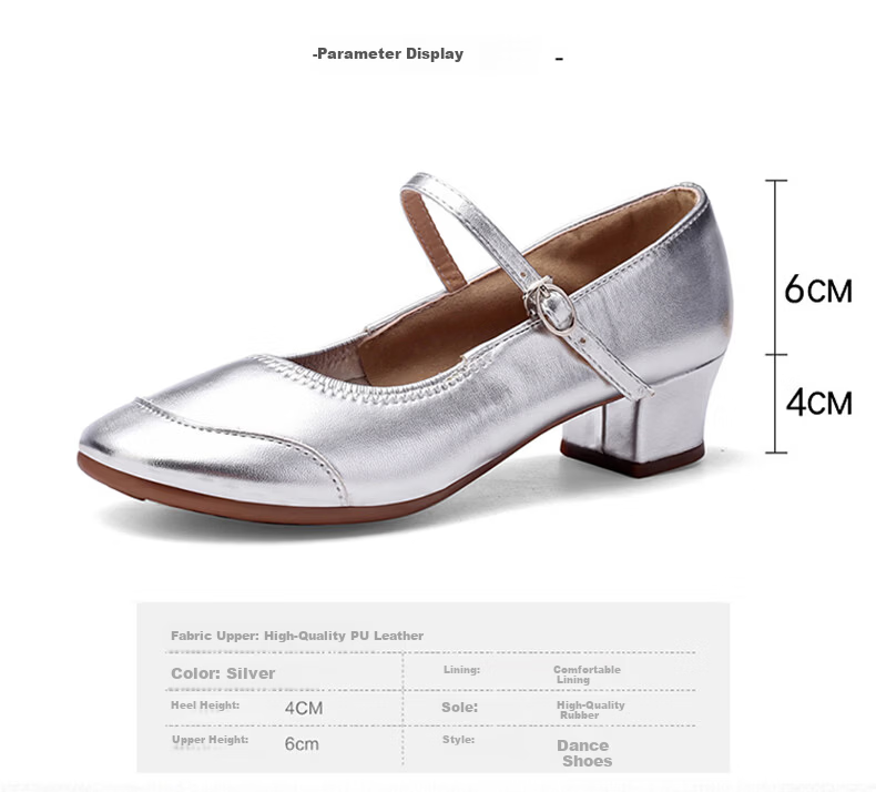 FOOTOPPO Women's Silver Soft Sole Dance Shoes Ballroom Dance Shoes Square Dance High Heel Dance Shoes for Women 1