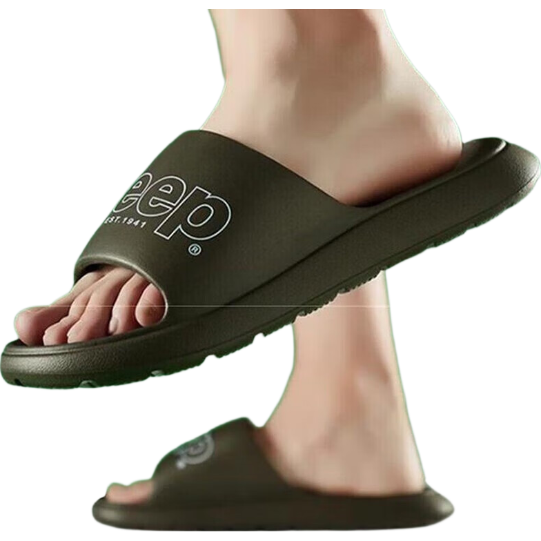 Jeep Casual Slippers for Couples, Trendy Indoor And Outdoor Wear, Comfortable Non-Slip Beach Sandals P210MTX048 Black Size 42-43
