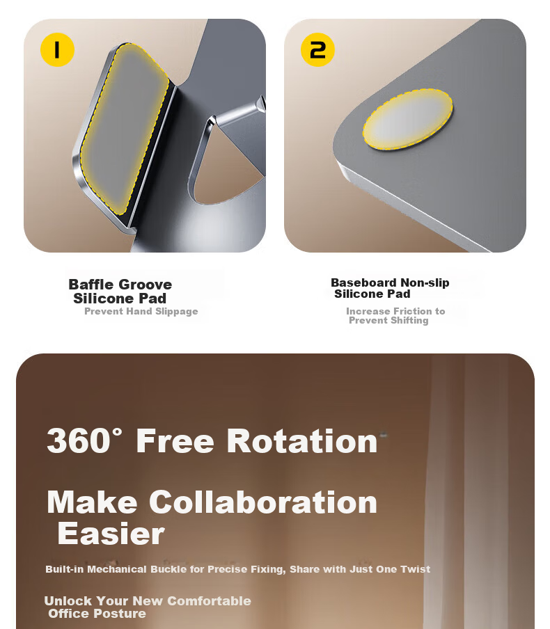 Sonaimo Laptop Stand Computer Holder Tablet Cooler 360° Rotatable Infinite Height Adjustable Foldable Portable Floating Vertical Aluminum Alloy Display Riser 12