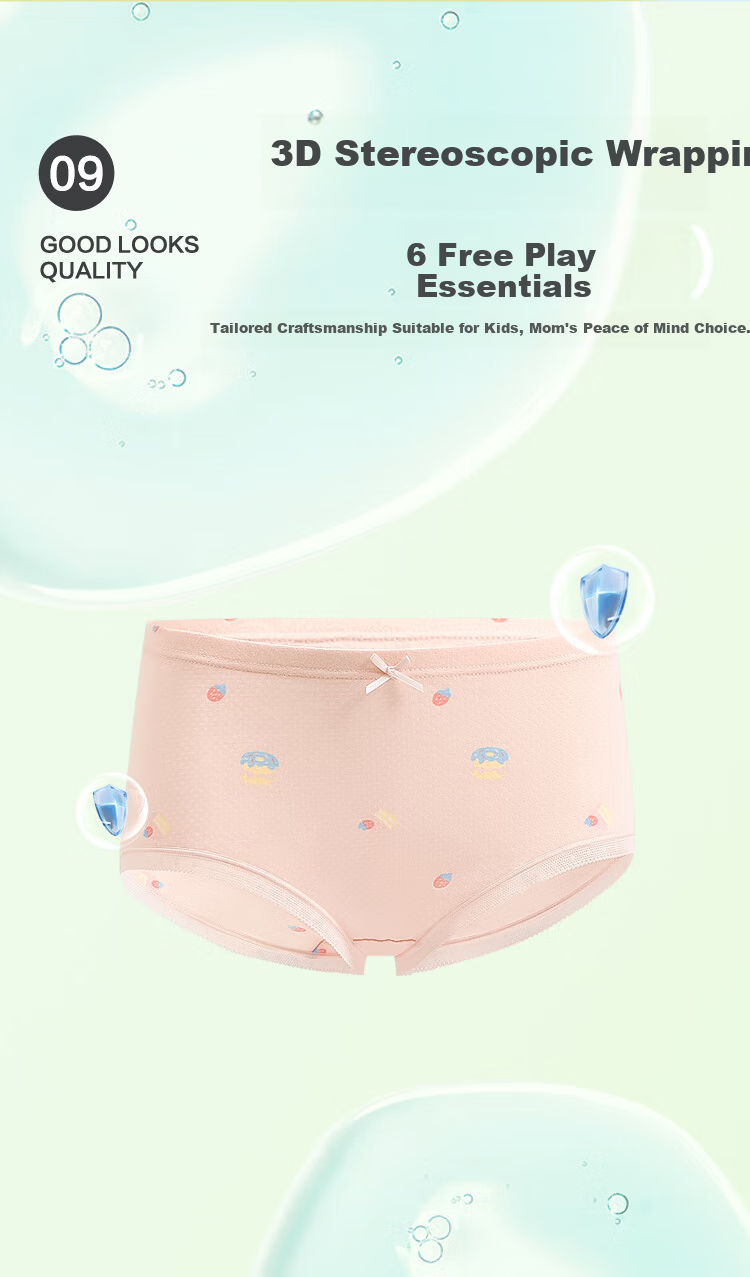 Hodohome Kids Girls 3A Antibacterial Mesh Breathable Cotton Spandex Underwear A-Class Pure Cotton Crotch Cute Shorts 322 140 9