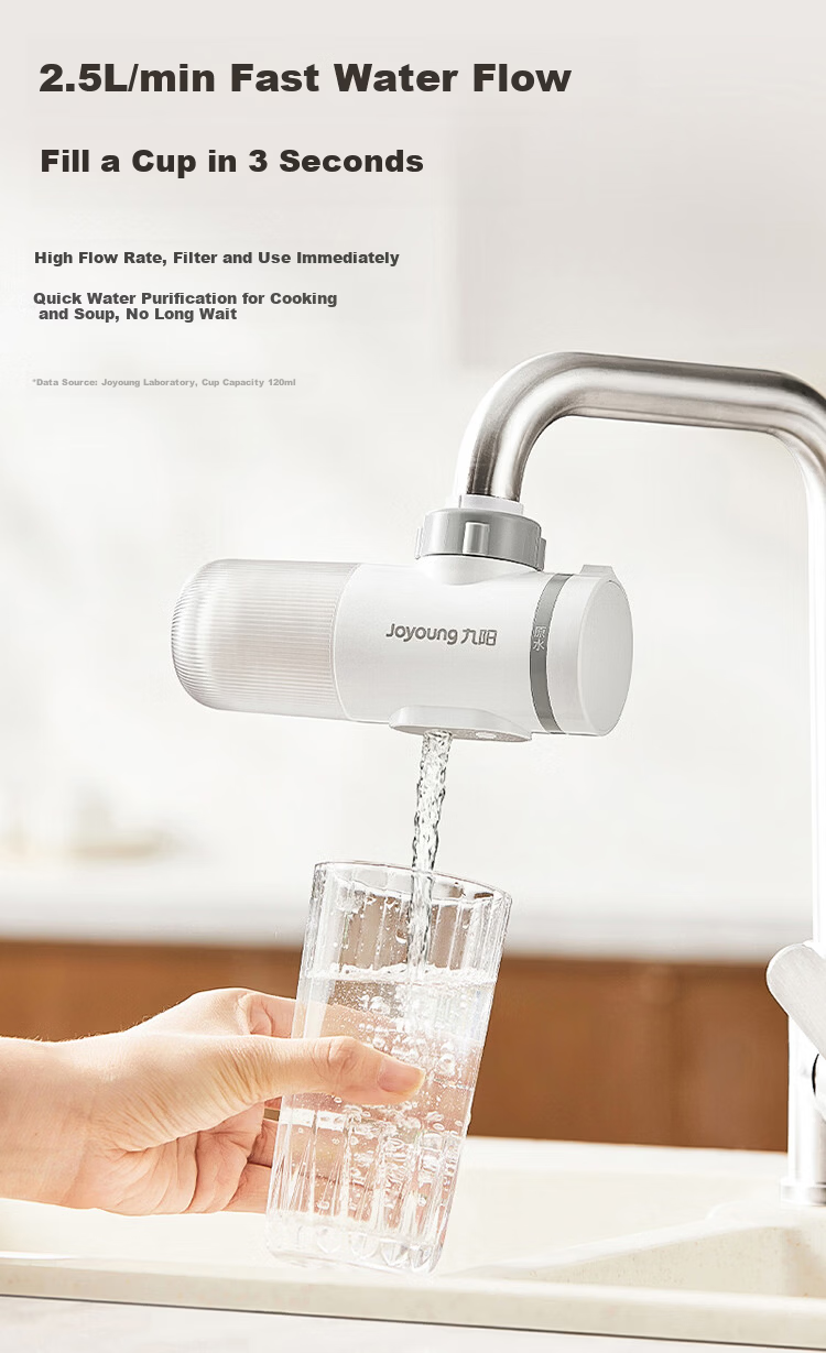 Joyoung Kitchen Faucet Water Purifier Pre-Filter Dual Outlet Washable Visible Filter Core JYW-RT1815 Single Core Pack 14