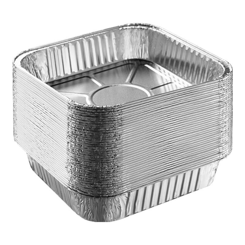 COOKER KING Air Fryer Aluminum Foil Bowls And Plates, 8-Inch, 50 Pieces, Square Foil Trays, Aluminum Foil Dishes for Barbecue, Oven Baking
