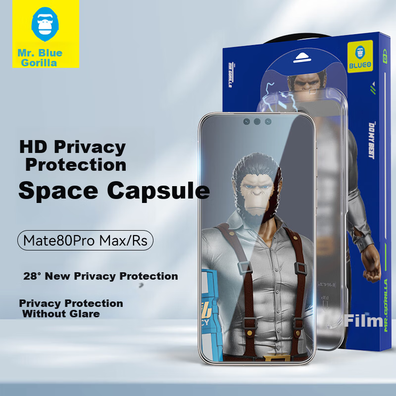 Mr. Blue Gorilla Huawei Mate80 Pro Max/Mate80 RS Privacy Screen Protector Dust-Free Mate80 RS Extraordinary Master Tempered Glass HD Anti-Fingerprint Anti-Peeping Film