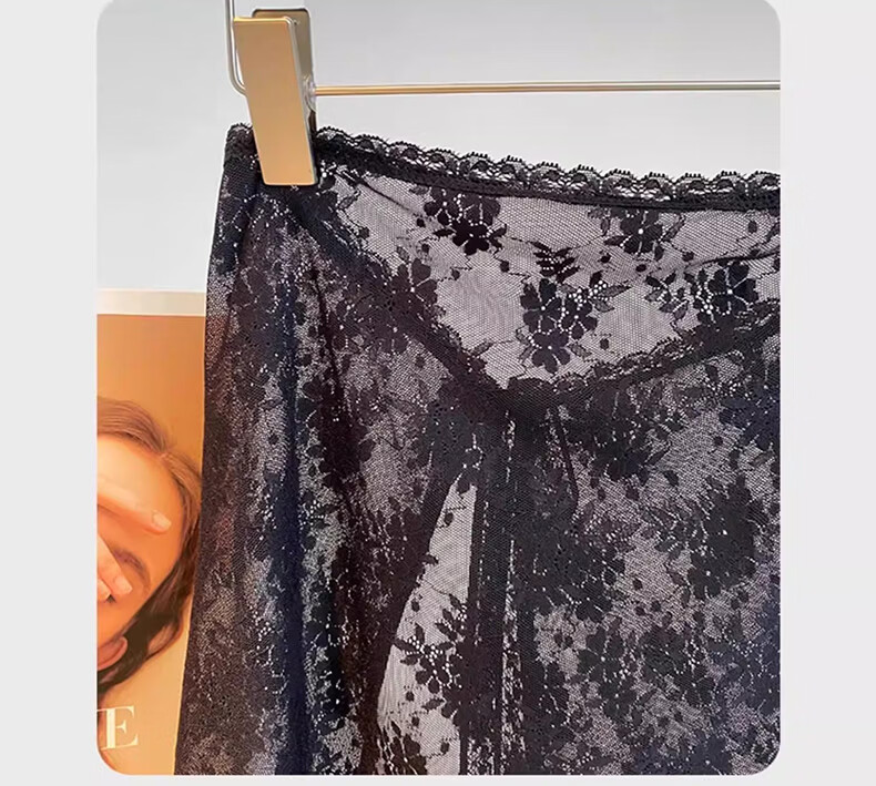 Langsha Spring Korean Style Niche Design Lace Trim Layered Mesh Skirt Curtain Atmosphere Tie Waist Apron Skirt 7