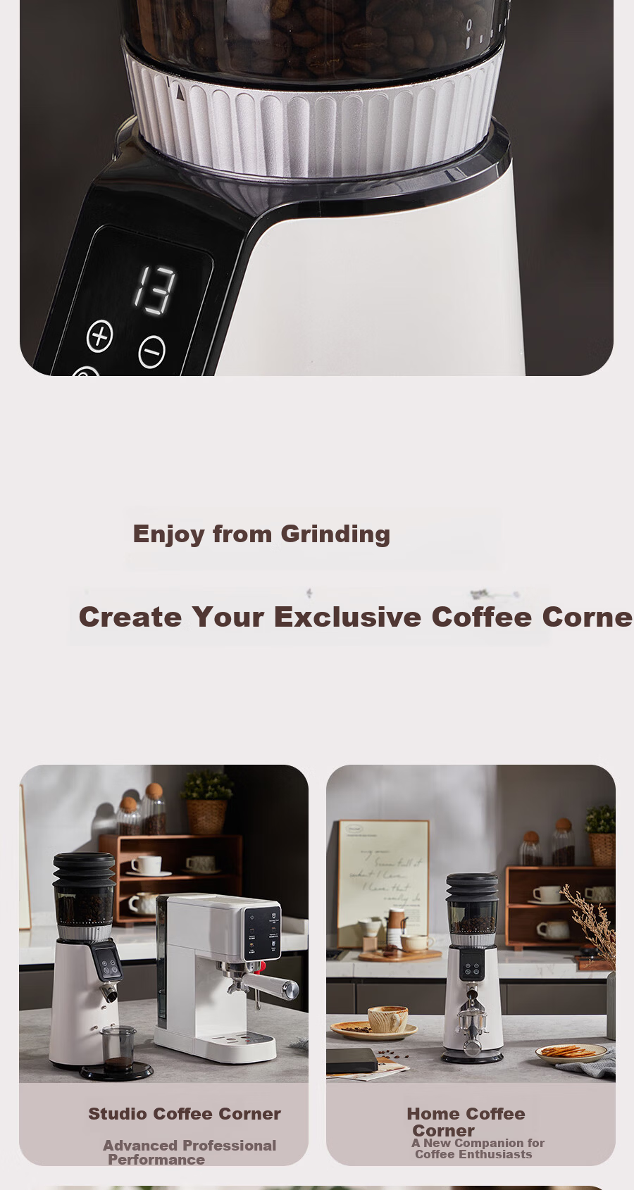 AEOMJK Automatic Electric Coffee Bean Grinder 25-Level Adjustable Home and Commercial Grinder with Commercial Blade G004 17
