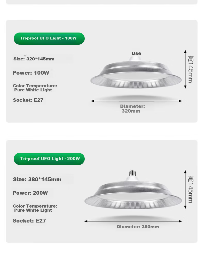 Yaming LED Tri-proof Industrial UFO Light E27 Screw Base Super Bright Factory Workshop Warehouse Pendant Lamp 65W 11